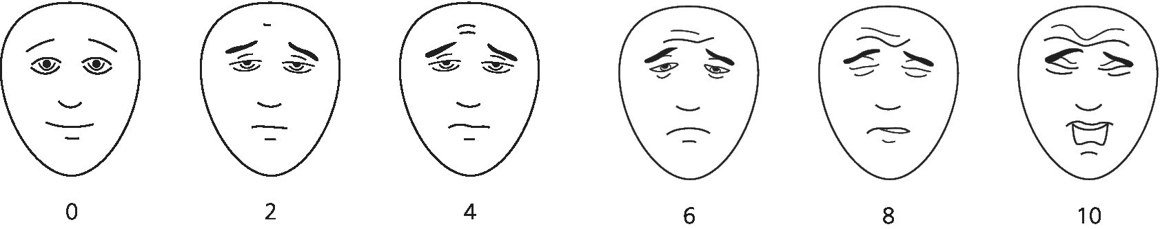 Faces Pain Scale–Revised (FPS-R) images.