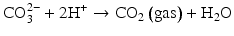 
$$ {\mathrm{CO}}_3^{2-}+2{\mathrm{H}}^{+}\to {\mathrm{CO}}_2\left(\mathrm{gas}\right)+{\mathrm{H}}_2\mathrm{O} $$
