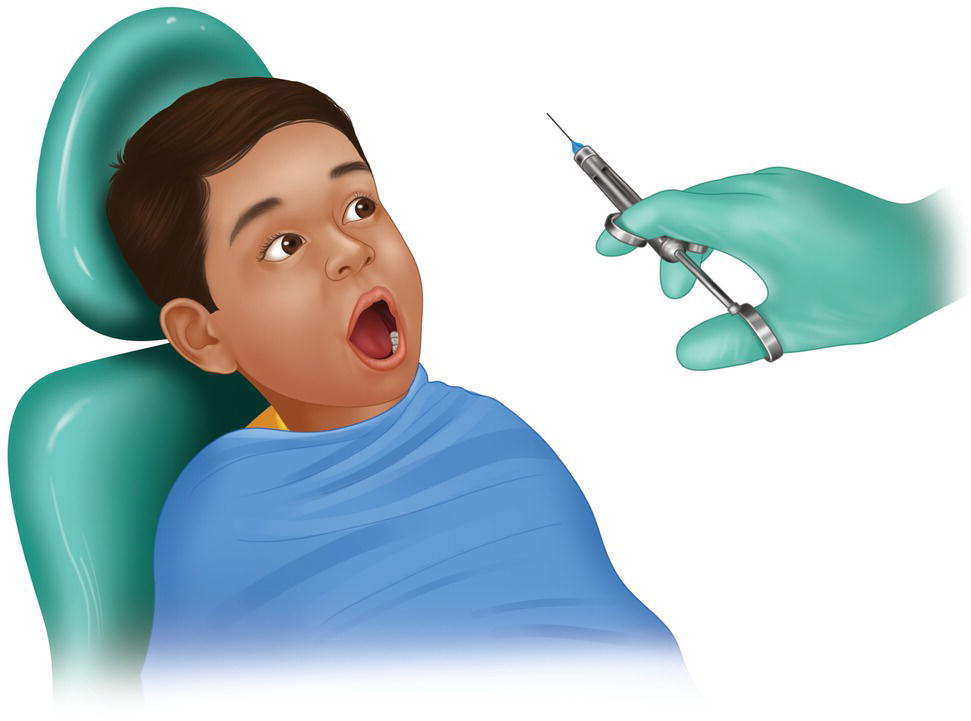 An illustration of a child in a shock on seeing a syringe with the needle.