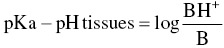 p upper K a minus p upper H t i s s u e s equals log StartFraction upper B upper H Superscript plus Baseline Over normal upper B EndFraction