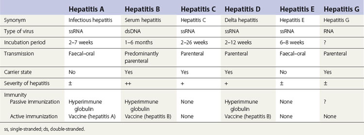 hepatitis virus table