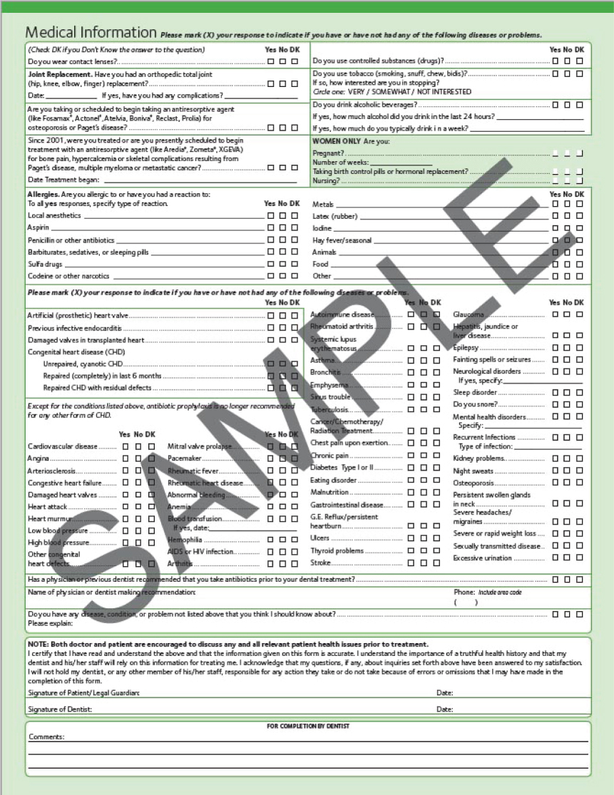 form 5 dental health Patient Dentistry Pocket 5:  assessment