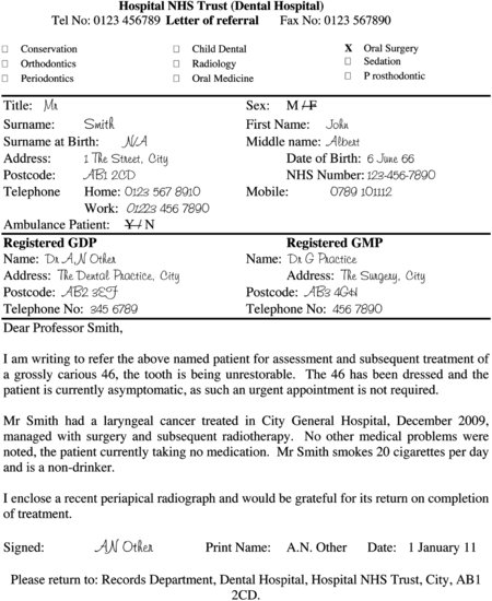 Medical Referral Letter Samples from pocketdentistry.com